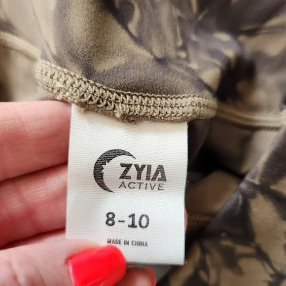 Zyia Active Legging Lot 2 Pair Womens Size 8-10 Blue Tan Tie Dye - Picture 4 of 8